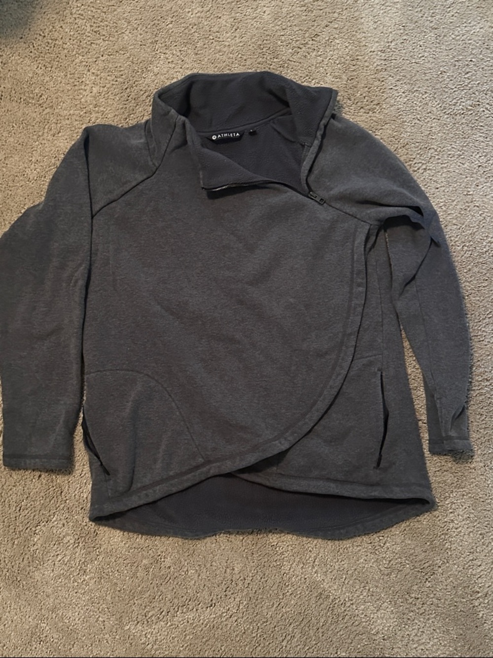 Athleta Charcoal Wrap-Front Pullover